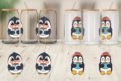 Glass Can Penguin with Hot Cocoa Sublimation artnoy 