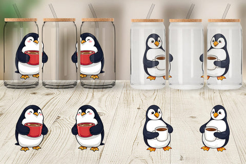 Glass Can Penguin with Hot Cocoa Sublimation artnoy 