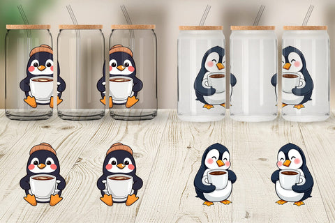 Glass Can Penguin with Hot Cocoa Sublimation artnoy 
