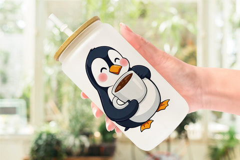 Glass Can Penguin with Hot Cocoa Sublimation artnoy 