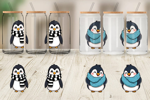 Glass Can Penguin with Scarf Sublimation artnoy 