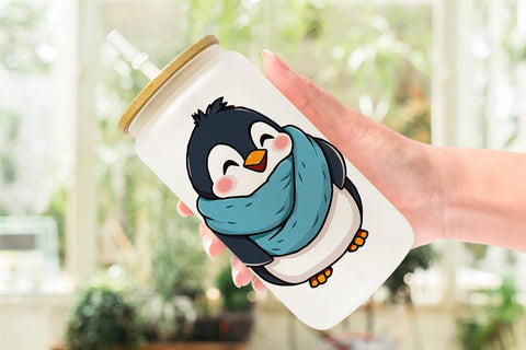Glass Can Penguin with Scarf Sublimation artnoy 