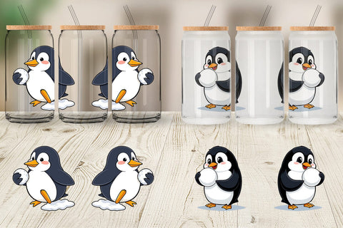 Glass Can Penguin with Snowball Sublimation artnoy 