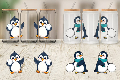Glass Can Penguin with Snowball Sublimation artnoy 