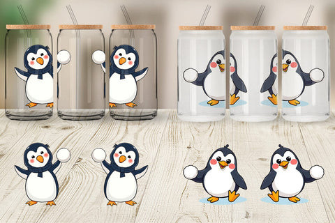 Glass Can Penguin with Snowball Sublimation artnoy 