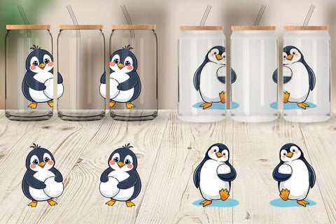 Glass Can Penguin with Snowball Sublimation artnoy 