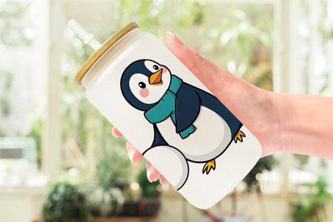 Glass Can Penguin with Snowball Sublimation artnoy 