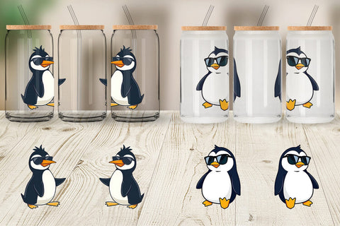 Glass Can Penguin with Sunglasses Sublimation artnoy 