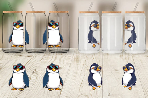 Glass Can Penguin with Sunglasses Sublimation artnoy 