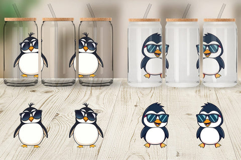 Glass Can Penguin with Sunglasses Sublimation artnoy 