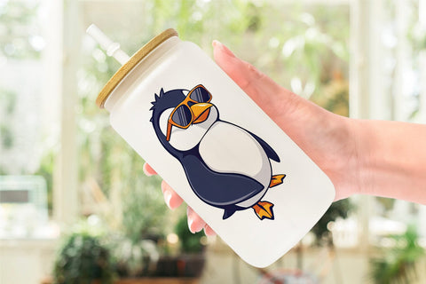 Glass Can Penguin with Sunglasses Sublimation artnoy 