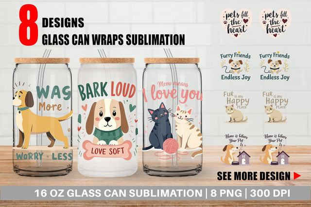 Glass Can Pet Love Quotes Sublimation artnoy 