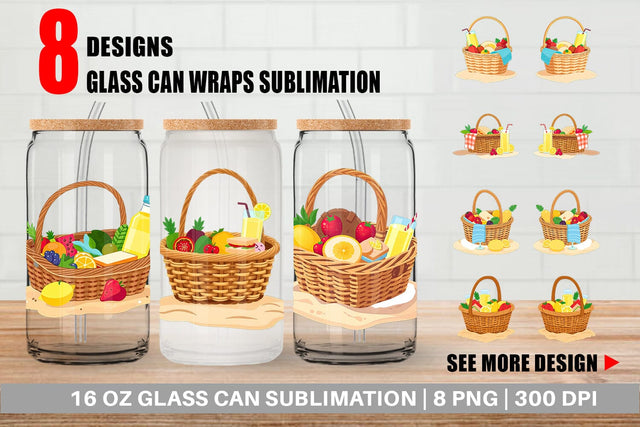 Glass Can Picnic Basket Sublimation artnoy 