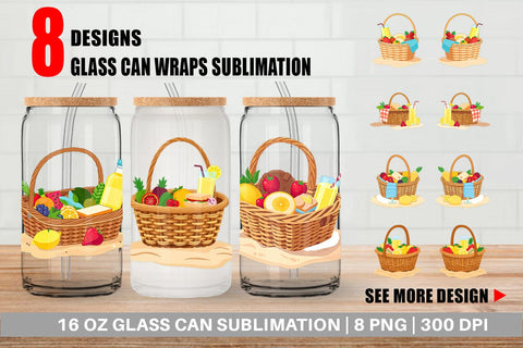Glass Can Picnic Basket Sublimation artnoy 