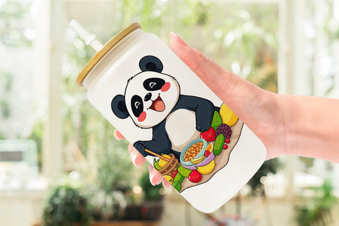 Glass Can Picnic Panda Sublimation artnoy 