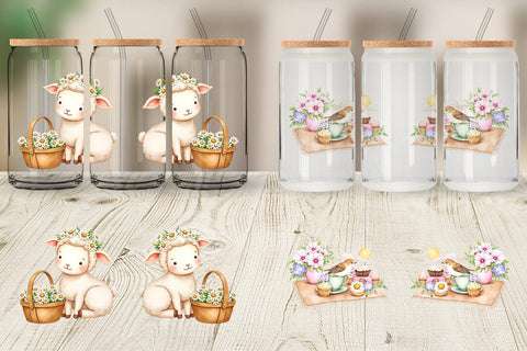 Glass Can Picnic with Farm Animal Sublimation artnoy 