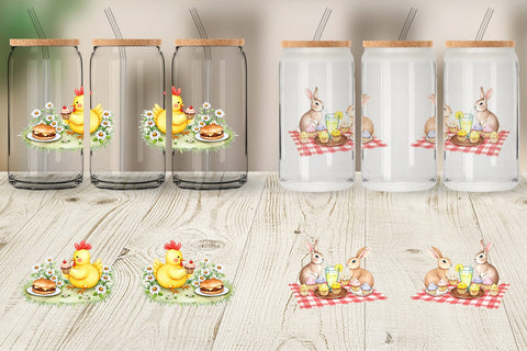 Glass Can Picnic with Farm Animal Sublimation artnoy 