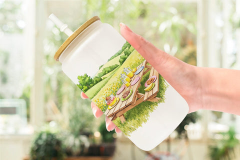 Glass Can Picnic with Farm Animal Sublimation artnoy 
