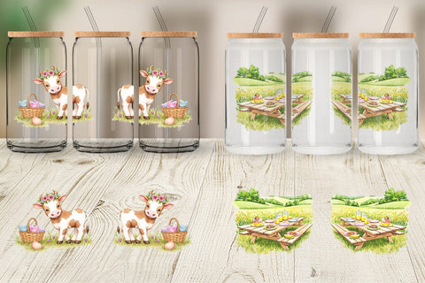 Glass Can Picnic with Farm Animal Sublimation artnoy 