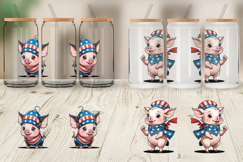 Glass Can Pig 4th of July Sublimation artnoy 