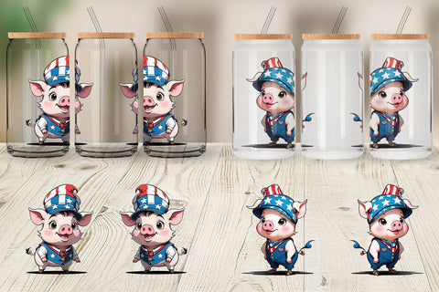 Glass Can Pig 4th of July Sublimation artnoy 