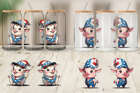 Glass Can Pig 4th of July Sublimation artnoy 