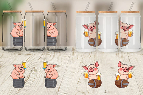 Glass Can Pig Beer Day Sublimation artnoy 