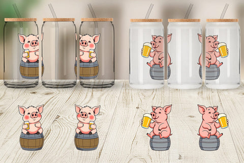 Glass Can Pig Beer Day Sublimation artnoy 