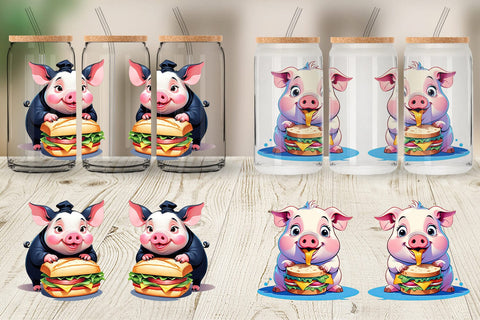 Glass Can Pig with Sandwich Sublimation artnoy 