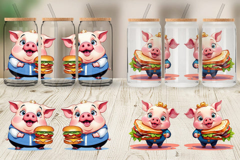 Glass Can Pig with Sandwich Sublimation artnoy 