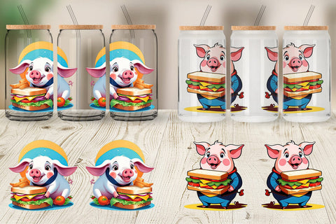 Glass Can Pig with Sandwich Sublimation artnoy 