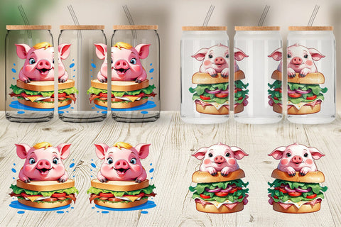 Glass Can Pig with Sandwich Sublimation artnoy 