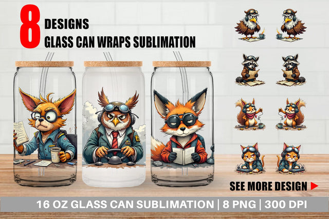 Glass Can Pilot Grumps Sublimation artnoy 