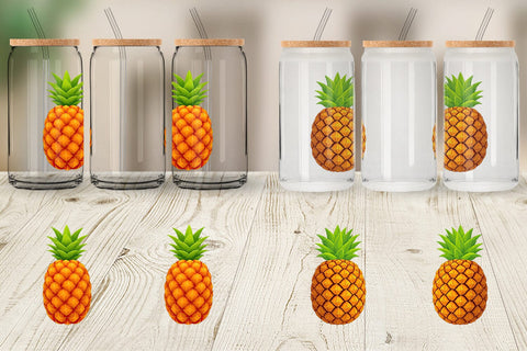Glass Can Pineapple Float Sublimation artnoy 