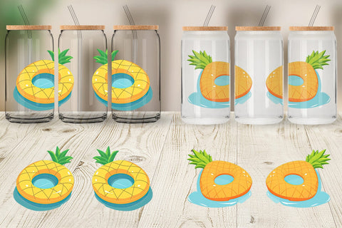 Glass Can Pineapple Float Sublimation artnoy 