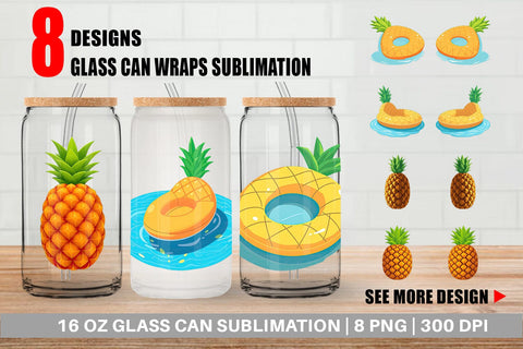 Glass Can Pineapple Float Sublimation artnoy 