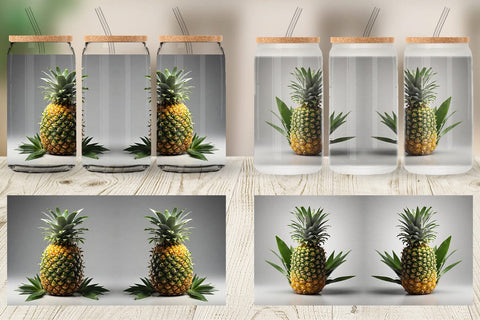 Glass Can Pineapple Fruit Sublimation artnoy 