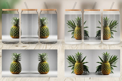 Glass Can Pineapple Fruit Sublimation artnoy 