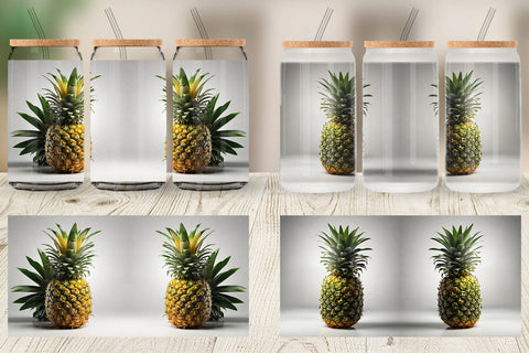 Glass Can Pineapple Fruit Sublimation artnoy 