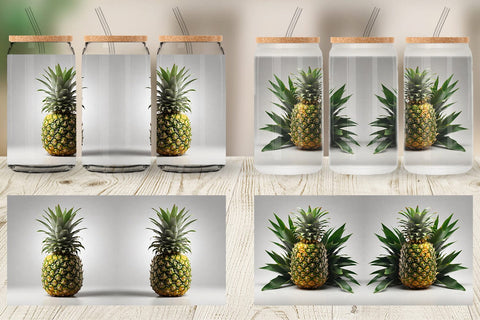 Glass Can Pineapple Fruit Sublimation artnoy 