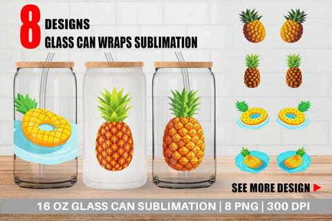 Glass Can Pineapple Sublimation artnoy 