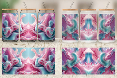 Glass Can Pink Blue Fluid Wave Sublimation artnoy 