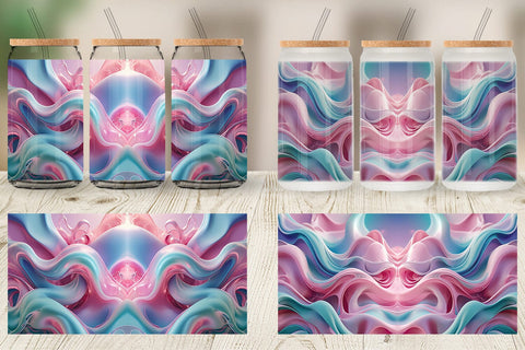 Glass Can Pink Blue Fluid Wave Sublimation artnoy 