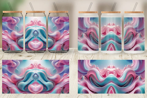 Glass Can Pink Blue Fluid Wave Sublimation artnoy 