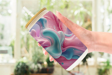 Glass Can Pink Blue Fluid Wave Sublimation artnoy 
