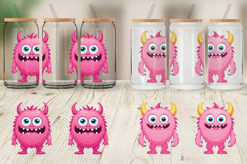 Glass Can Pink Classic Monster Valentine Sublimation artnoy 