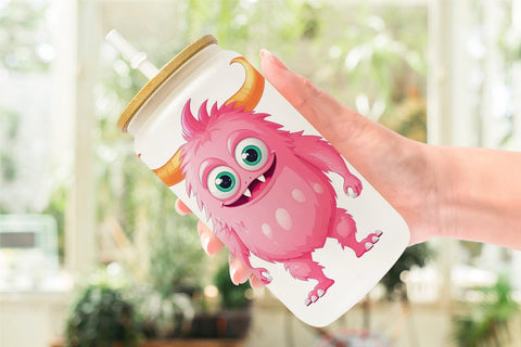 Glass Can Pink Classic Monster Valentine Sublimation artnoy 