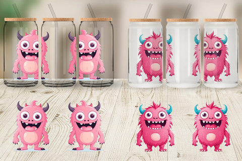 Glass Can Pink Classic Monster Valentine Sublimation artnoy 