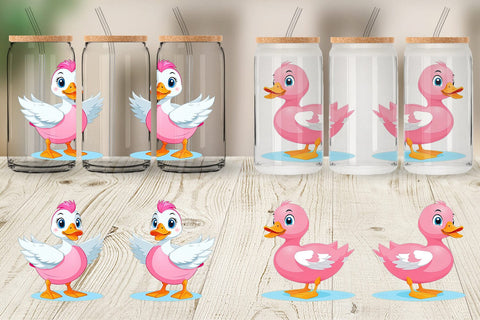 Glass Can Pink Duck Valentine Sublimation artnoy 