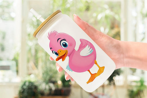 Glass Can Pink Duck Valentine Sublimation artnoy 